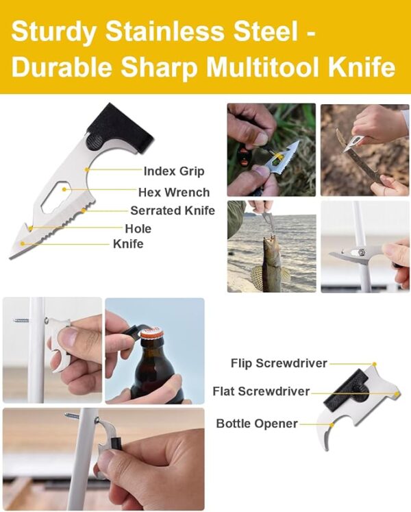 Credit Card Multitool Stocking Stuffers Ideas Bulk 4 Pack: Gifts for Men Adults Christmas Dad Teens Boy Women Birthday Thanksgiving - 18 in 1 Multi-Tool Knife EDC Gadgets Survival Pocket Wallet Tools - Image 5
