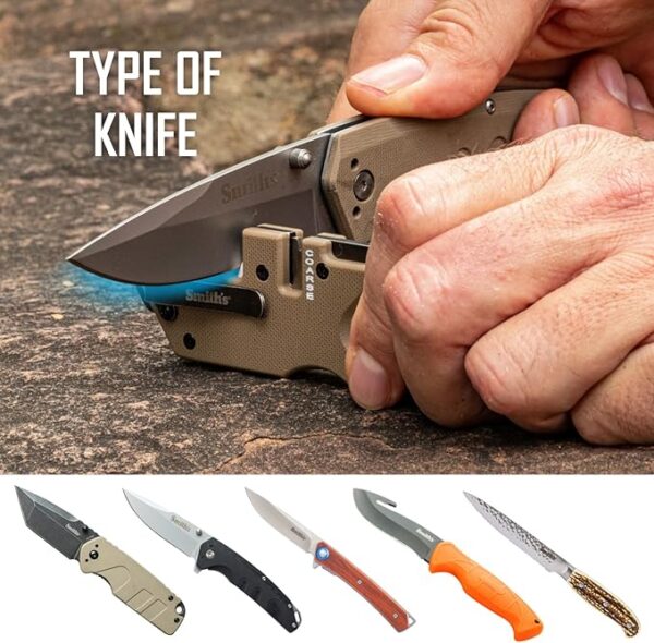 Smithâs Pocket Pal Tactical Knife Sharpener - 2 Stage Sharpener & Diamond Sharpening Rod - Pocket Clip - Outdoor Hunting Knife & Hook Sharpener - Compact & Lightweight - Image 6