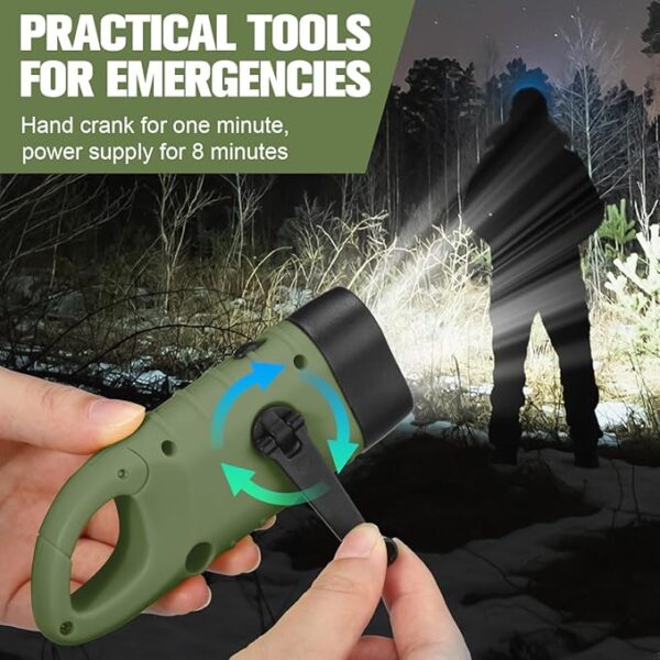 2 Pieces Hand Crank Solar Powered Flashlight Emergency Rechargeable LED Survival Light Dynamo Flashlight Torch for Outdoor Sports Hiking Camping - Image 6