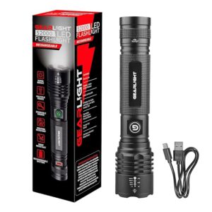 GearLight S2000 LED Rechargeable Flashlight High Lumens - Super Bright, Powerful, Mid-Size Tactical Flashlight for Outdoor Activity & Emergency Use