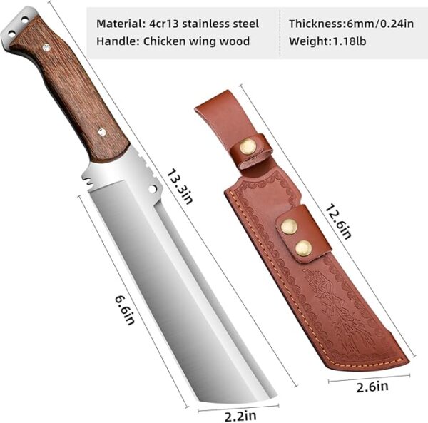 Machete with Sheath for Cutting Trees Heavy Duty, for Yard Work and for Bushcrafting Knife Sickle for Clearing Brush Garden Tools Construction Blade - Image 7