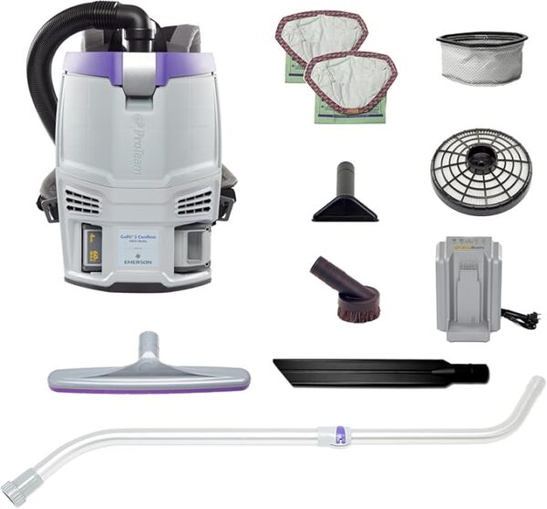 ProTeam GoFit 3 Cordless 4Ah, 3 qt. Commercial Backpack Vacuum w/Xover Multi-Surface Telescoping Wand Tool Kit, 107774 - Image 2