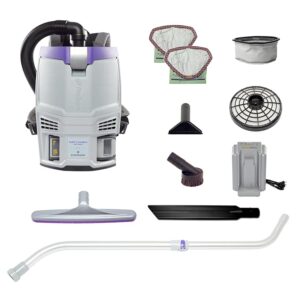 ProTeam GoFit 3 Cordless 4Ah, 3 qt. Commercial Backpack Vacuum w/Xover Multi-Surface Telescoping Wand Tool Kit, 107774