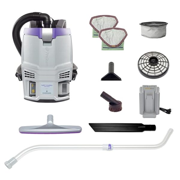 ProTeam GoFit 3 Cordless 4Ah, 3 qt. Commercial Backpack Vacuum w/Xover Multi-Surface Telescoping Wand Tool Kit, 107774
