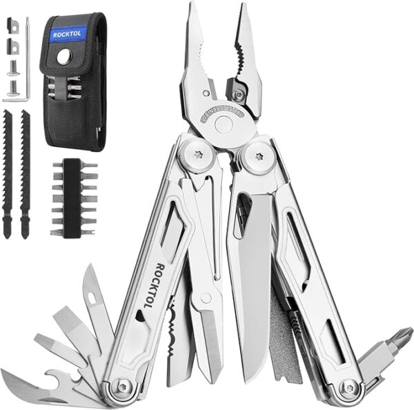 Multitool, 29-in-1 Multitool Pliers with Replaceable Wire Cutters and Saw, Heavy-duty Stainless Steel Multi-tool Set and Nylon Sheath for Camping Survival multi tool for Man - Image 2
