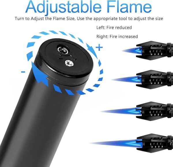 Camping Mini Torch Lighter Small Refillable Butane Lighters Pocket Tactical EDC Windproof Jet Flame with Visual Window for Hiking Survival Kitchen Candle Fireplace Home Party BBQ, 5" (Without Fuel) - Image 3