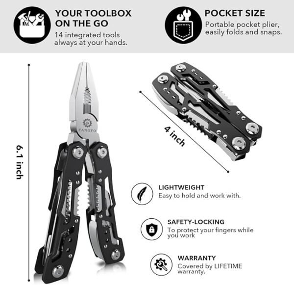 10 Pcs14-In-1 Multitool - Multi-functional Stainless Steel Pocket Knife for Men, Perfect for Outdoor, Home, and Auto Repair - Image 4