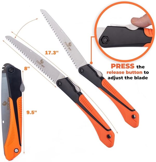 Folding Saw, 8 Inch Rugged Blade Hand Saw, Best for Camping, Gardening, Hunting | Cutting Wood, PVC, Bone, Pruning Saw with Ergonomic Non-Slip Handle Design - Image 4