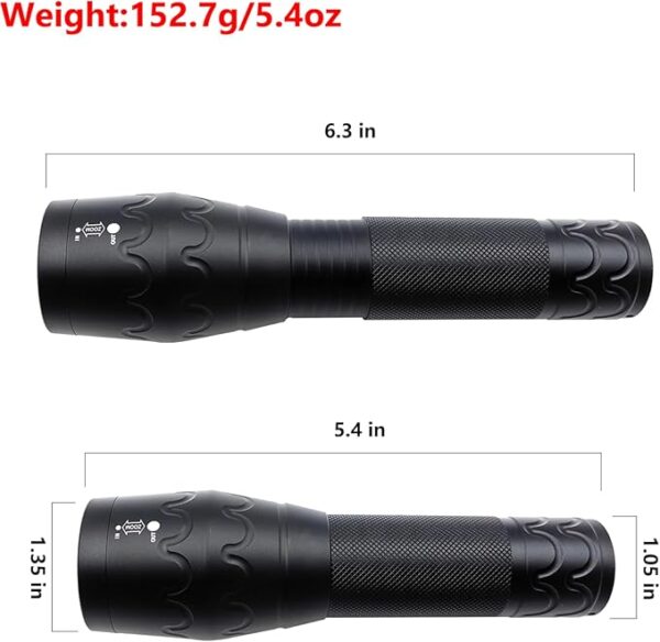 LED Magnetic Flashlights Single Mode Bright Handheld Flashlight with Adjustable Focus, Emergency Light for Camping, Power Outages, Indoor use, 2 Pack - Image 3