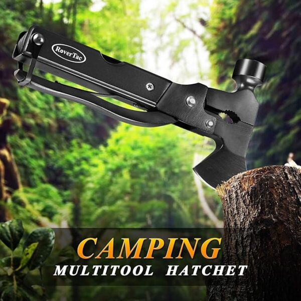 RoverTac 14-in-1 Multitool Camping Axe â Multi Tool with Knife, Hammer, Saw, Screwdrivers, Bottle Opener â Camping Tool with Sheath â Tool Gifts for Men, Dad, Husband, and Outdoor Enthusiasts. - Image 5