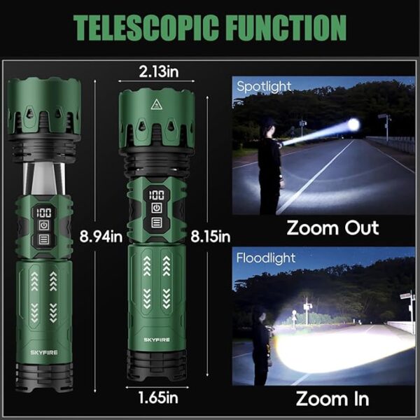 SKYFIRE Flashlights High Lumens, 5000LM Rechargeable Flashlights, Gifts for Men Dad Fathers Day, LED Flashlight with Camping Lights,Outdoor Super Bright Flashlight Handheld flashlights for Emergency - Image 5