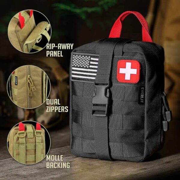 EVERLIT 250 Pieces Survival First Aid Kit IFAK EMT Molle Pouch Survival Kit Outdoor Gear Emergency Kits Trauma Bag for Camping Boat Hunting Hiking Home Car Earthquake and Adventures - Image 4