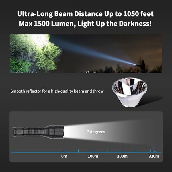 Super Bright Flashlight NT23 1500 Lumens Small Tactical Flashlights with Clip, Long Beam Distance, 4 Light Modes with Mode Memory, IP68 Waterproof, for Camping Hiking Emergency Use - Image 5