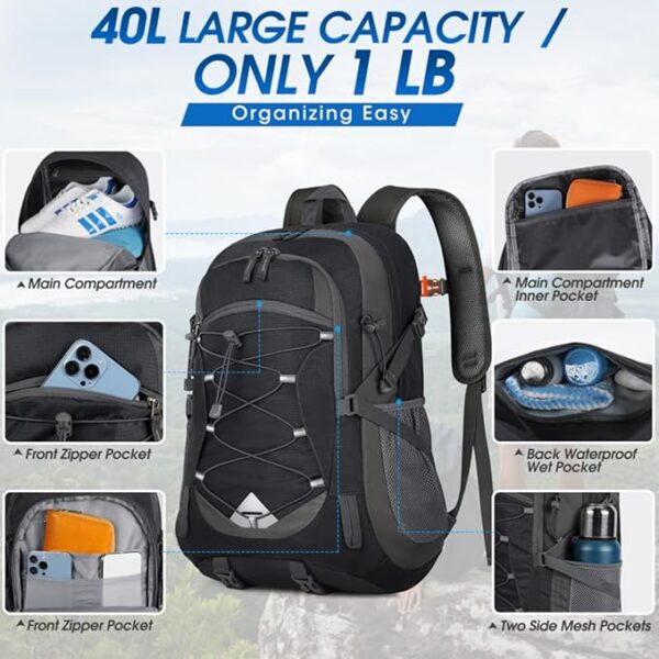 IGOLUMON Hiking Backpack 40L Packable Lightweight Camping Backpack Men Women Waterproof Hiking Daypack Outdoor Travel Daypack - Image 6
