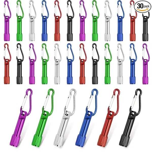 30 Pack Mini Keychain Flashlights Bulk, Ultra-Bright LED Metal Carabiner Clip Lights,Compact Emergency Lights for Camping, Hiking, Cycling, Survival Kits(30)