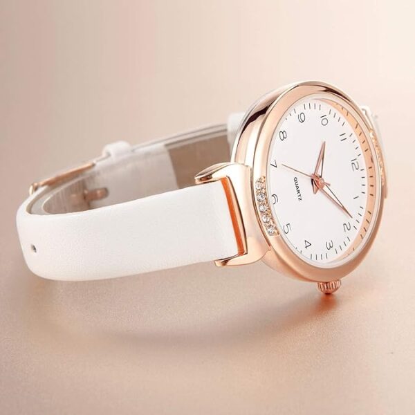 NUOVO Women's Silicone Sports Watch - Crystal Accented Leather Strap Analog Display - Image 5