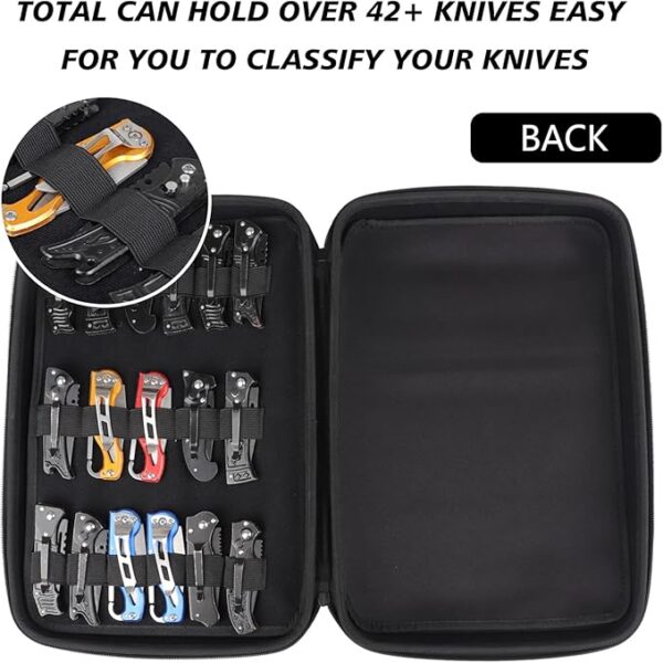 Knife Display Case,Pocket Knife Display Case,Knife Case Storage Box,Knife Holder with 42+ Slots,Folding Knive Sheath Bag Collection Carrier for Tactical Survival Knife,Outdoor,Kitchen,EDC Mini Knife - Image 4