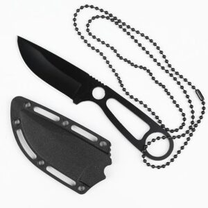 Neck Knife,Fixed Blade Edc,6.5" EDC Outdoor Camping Survival Hiking Necessity Portable Sharp Blade Fishing Hiking for Men (Black)