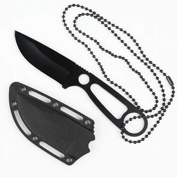 Neck Knife,Fixed Blade Edc,6.5" EDC Outdoor Camping Survival Hiking Necessity Portable Sharp Blade Fishing Hiking for Men (Black)
