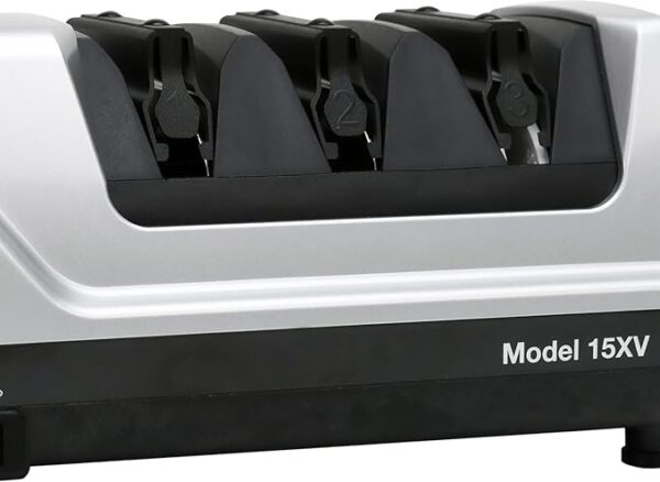 Chef'sChoice 15XV EdgeSelect Professional Electric Knife Sharpener with 100-Percent Diamond Abrasives and Precision Angle Guides for Straight Edge and Serrated Knives, 3-Stage, Gray - Image 4
