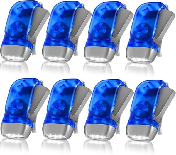 8 Pack Hand Crank Flashlight 3 LED Hand Press Torch No Battery Flashlight Powerful Emergency Safety Tool Required for Camping, Hiking, Outdoor Survival Sports and Home Power Outage(Blue) - Image 2