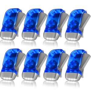 8 Pack Hand Crank Flashlight 3 LED Hand Press Torch No Battery Flashlight Powerful Emergency Safety Tool Required for Camping, Hiking, Outdoor Survival Sports and Home Power Outage(Blue)