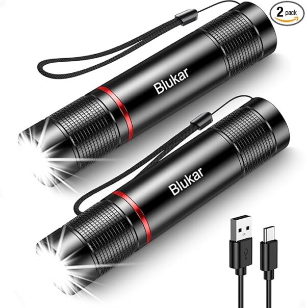 Flashlight Rechargeable 2 Packs, High Lumens Flashlight, Super Bright Small LED Flash Light- Zoomable, Adjustable Brightness, Long Lasting for Camping, Outdoors and Home Emergency - Image 2