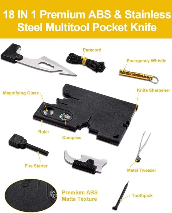 Credit Card Multitool Stocking Stuffers Ideas Bulk 4 Pack: Gifts for Men Adults Christmas Dad Teens Boy Women Birthday Thanksgiving - 18 in 1 Multi-Tool Knife EDC Gadgets Survival Pocket Wallet Tools - Image 6