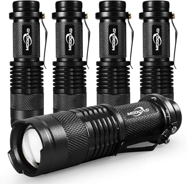 MODOAO Mini LED Flashlight 3 Modes Ultra-Bright Light 300 Lumens Handheld Flashlights Small for Kids Child Camping Cycling Hiking Emergency Torch Light 5pack (Black) - Image 2