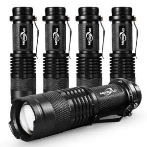 MODOAO Mini LED Flashlight 3 Modes Ultra-Bright Light 300 Lumens Handheld Flashlights Small for Kids Child Camping Cycling Hiking Emergency Torch Light 5pack (Black)