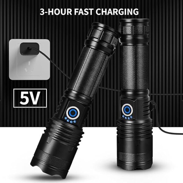 Rechargeable LED Flashlights High Lumens, 990,000 Lumens Super Bright Flashlights with 5 Modes, Waterproof Powerful Flash Light Multifunctional Flashlights for Home Camping Hiking(2 Pack) - Image 4