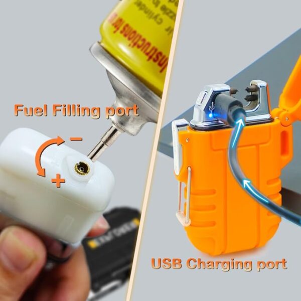2 Pack Waterproof Lighter Outdoor Windproof Torch Lighters Dual Arc Butane Electric Lighters USB Rechargeable Lighters Flameless Plasma Lighter Camping Hiking Adventure Survival Tactical Gear - Image 6