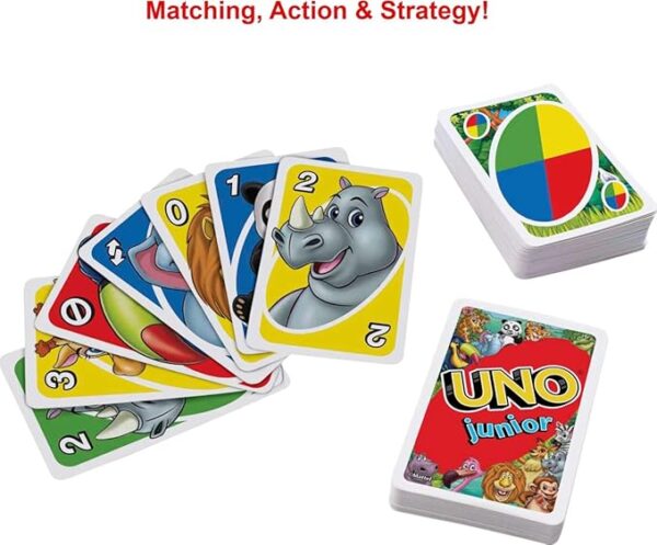 Mattel Games UNO Junior Card Game for Kids with Simple Rules, Levels of Play & Animal Matching for 2 to 4 Players - Image 5
