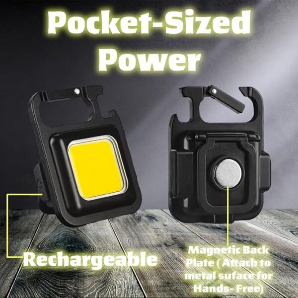 LED Flashlight Rechargeable, 6-Pack Mini COB Keychain Work Lights, 1500 Lumens EDC Flashlights with Magnetic Base, Waterproof USB Lights for Camping, Emergency, Outdoor Use - Image 4