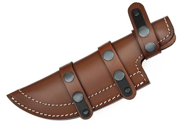 Ottoza Handmade Leather Knife Sheath - Right Hand Tracker - Bushcraft, Hunting & Survival Knife Sheath - Horizontal Carry Dark Brown Top Grain Leather No:99