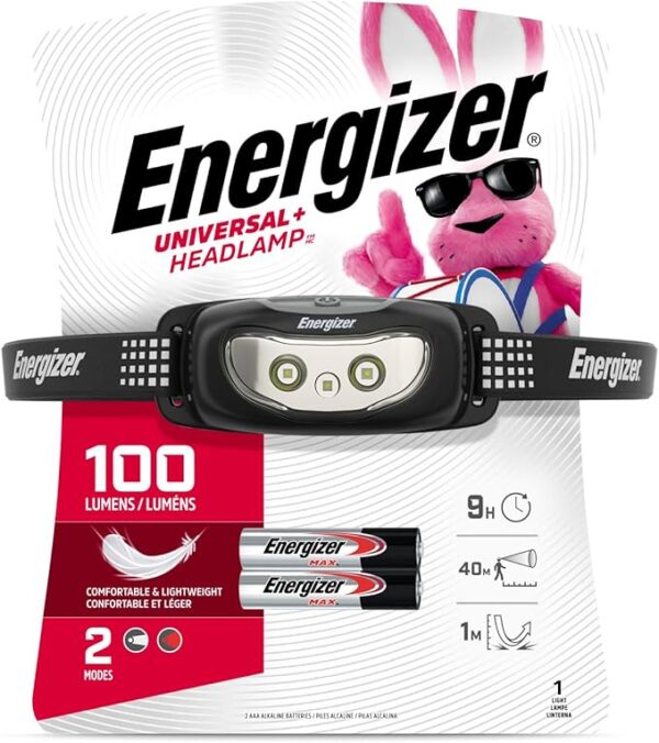 Energizer Universal Plus LED Headlamp, Lightweight Bright Headlamp for Outdoors, Camping and Emergency Light for Adults and Kids, includes Batteries, Pack of 2 - Image 3
