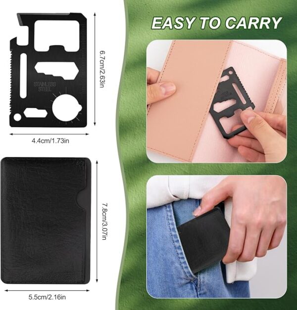 Survival Credit Card Multitool, 11 in 1 Beer Opener Survival Card Tool,Wallet Multitools Card Perfect for Fathers Men Gadgets Stocking Stuffers for Men (12 PCS) (Black) - Image 6