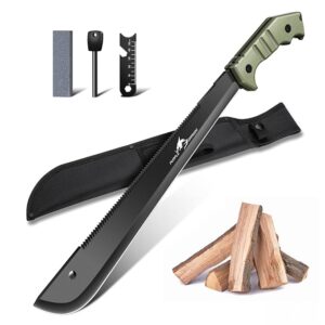 Purple Dragon Machete with Saw and Sheath for Garden,Large Outdoor Knife for Forest,Full Tang Knife Made from One Piece D2 Steel,Gifts for Men