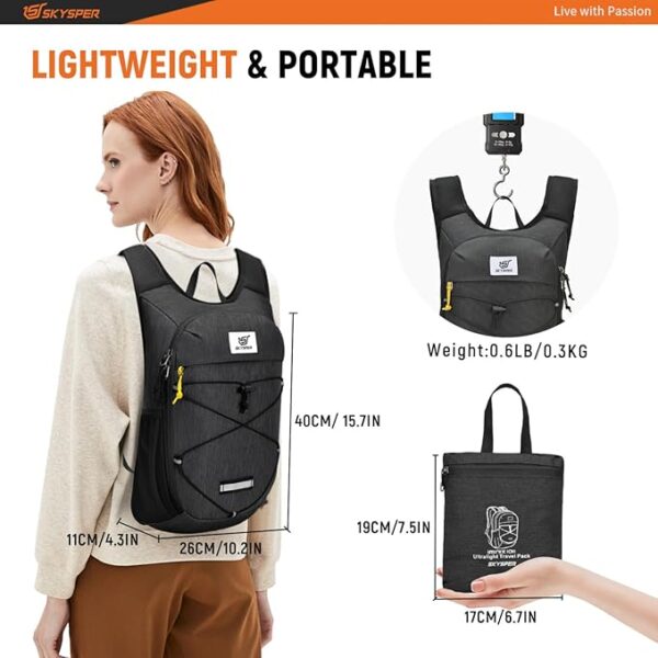 SKYSPER Foldable Hiking Backpack - 10L Small Lightweight Daypack Breathable Travel Backpacks for Men Women - Image 5