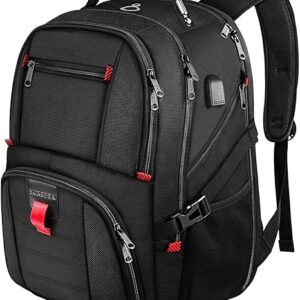 YOREPEK Travel Backpack, Extra Large 50L Laptop Backpacks for Men Women, Water Resistant College Backpacks Airline Approved Business Work Bag with USB Charging Port Fits 17 Inch Computer, Black