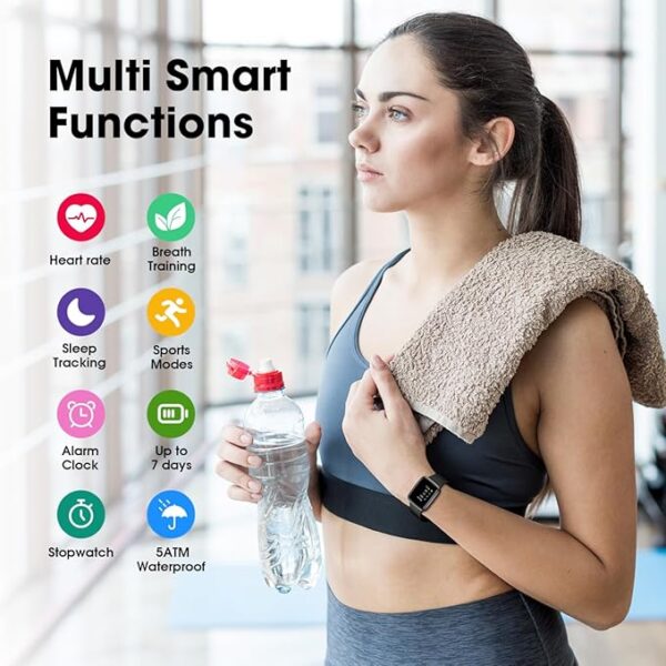 Fitness Tracker Watch with Heart Rate Monitor, Large Screen Activity Tracker with Pedometer, Sleep Monitor, Calories & Step Counter, 5ATM Waterproof Smart Watch for Women Men Fitness Watch for Sports - Image 5