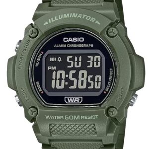 Casio W219H Series | Menâs Digital Watch | 50M WR | LED Illuminator | 100 SEC Chronograph | 1/100 SEC Stopwatch | Daily Alarm | Hourly Time Signal | Auto Calendar | 7 Year Battery