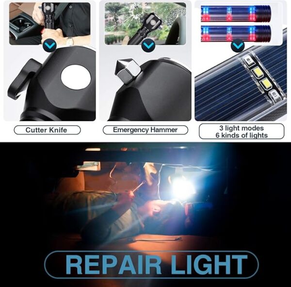 Delxo 2 Pack Tactical Flashlight, Rechargeable Flashlights,Waterproof Handheld Solar Powered Patriot Flashlights with LED Flash Light 2400mAh Battery for Emergency,Camping,Survival Gear,Road Trip - Image 6