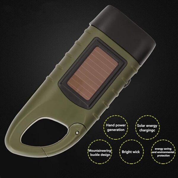 2pcs Hand Crank Solar Powered Flashlight Emergency LED Flashlights Rechargeable Handheld Flashlights Torch for Emergencies Survival Outdoor Sports Camping - Image 5