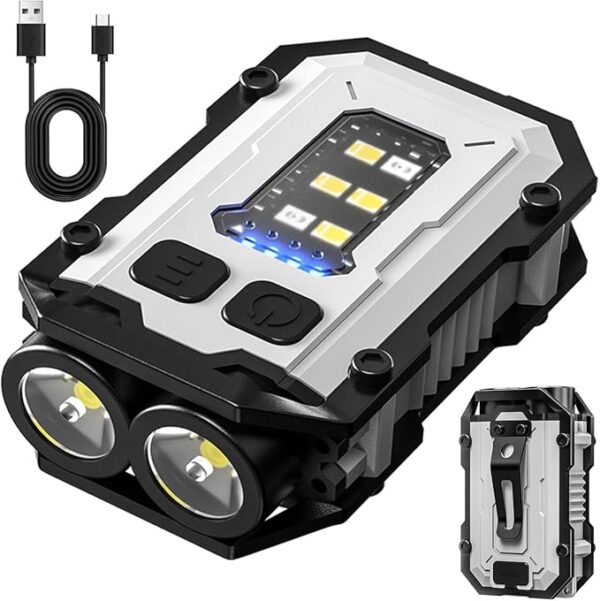 Rechargeable Keychain Flashlight with Type-C Fast Charging,Mini Tactical Flashlight 750mAh ï¼Magnetic Base Dual Switches, Waterproof Pocket Light for Camping EDC Emergency (White) - Image 2