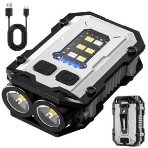 Rechargeable Keychain Flashlight with Type-C Fast Charging,Mini Tactical Flashlight 750mAh ï¼Magnetic Base Dual Switches, Waterproof Pocket Light for Camping EDC Emergency (White)