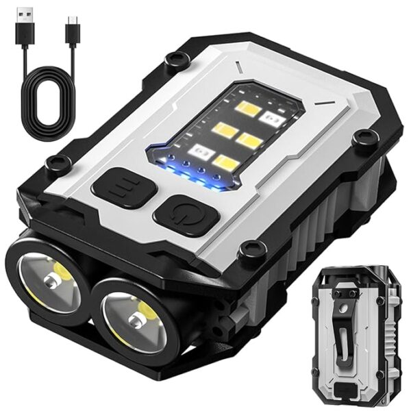Rechargeable Keychain Flashlight with Type-C Fast Charging,Mini Tactical Flashlight 750mAh ï¼Magnetic Base Dual Switches, Waterproof Pocket Light for Camping EDC Emergency (White)