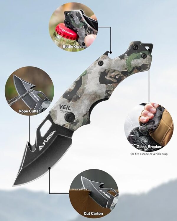 FLISSA Survival Hunting Knife and Mini Folding Pocket Knife - Image 4