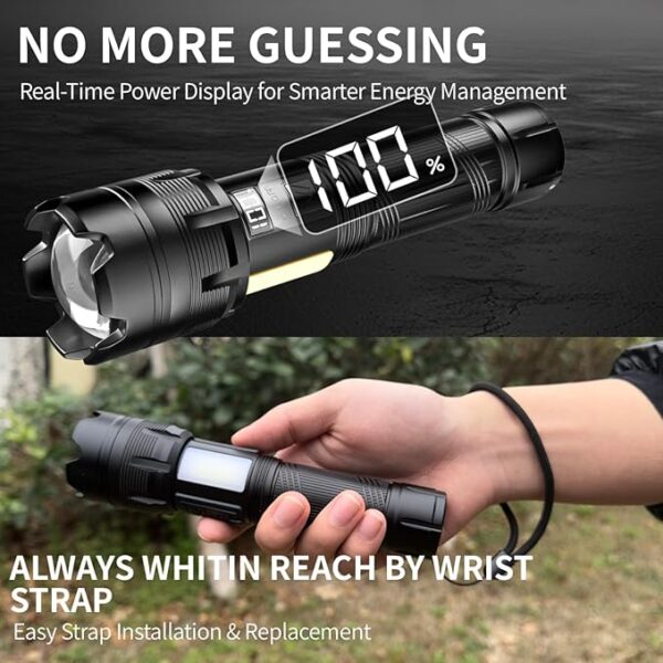 WARSUN XF126 LED Flashlight, Rechargeable Flashlight 950 Lumens Super Bright, Zoomable Tactical Flashlight with 8 Modes, 4000mAh Battery, High Powered, Durable Design for Camping, Emergency, Outdoor - Image 3