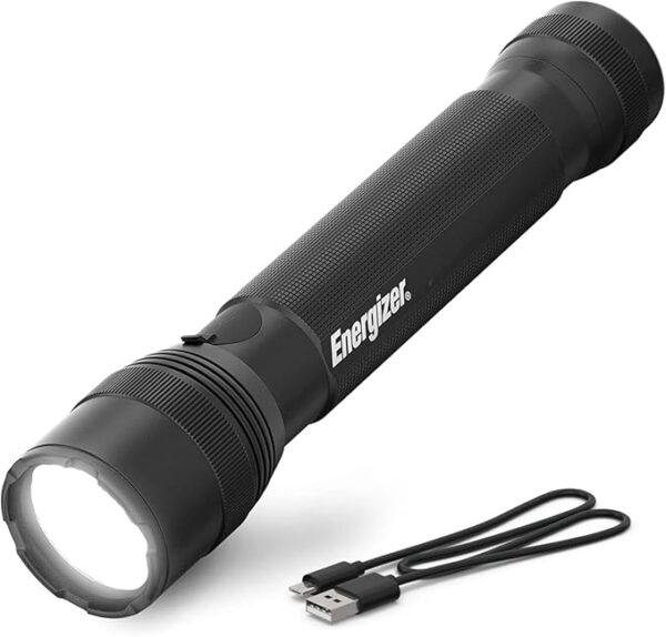 Energizer TacR-1000 LED Tactical Flashlight, Bright Rechargeable Flashlight for Emergencies and Camping Gear, Water Resistant Flashlight, USB Included, Pack of 1, Black - Image 2
